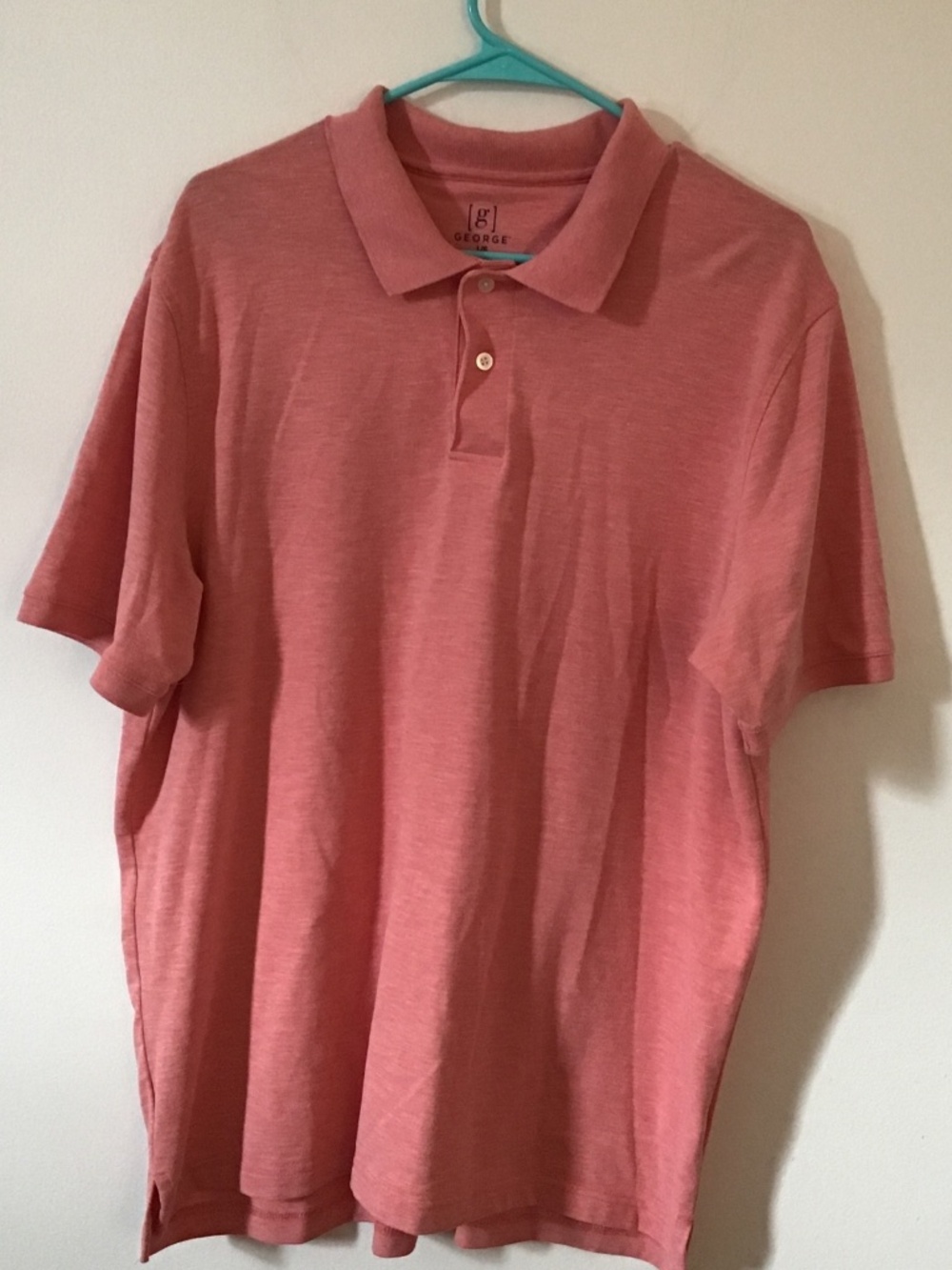 George Mens Salmon Pink Polo Shirt size Large